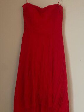 Guess Red Pleated High-Low Dress